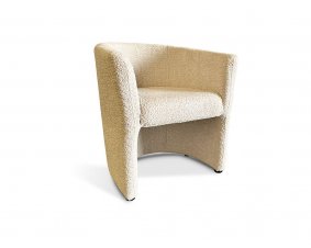 Fauteuil cabriolet tissu teddy beige scandinave LEO