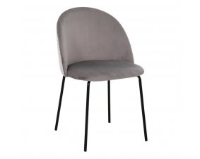 Chaise design velours gris avec motifs pieds de poule (lot de 2) LEA