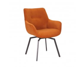 Chaise fauteuil pivotante velours côtelé orange MELINE