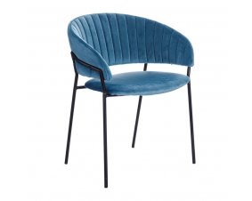 Chaise matelassée bleu en velours style moderne (lot de 2) AMANDINE