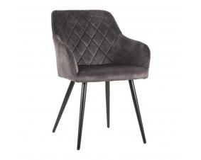 Chaise matelassée en velours gris moderne (lot de 2) MILA