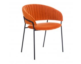 Chaise matelassée en velours orange moderne (lot de 2) AMANDINE