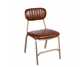 Chaise matelassée industrielle en simili cuir marron (lot de 2) JOY 