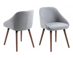 Chaise scandinave moderne tissu gris piétement bois (Lot de 2) ALYSSE