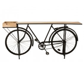 Console vélo industrielle en métal et bois manguier BIKE