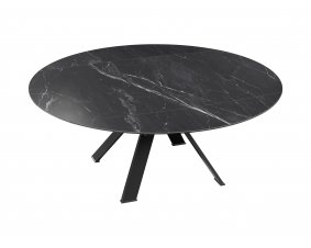 Table ronde céramique extensible effet marbre noir JULIE