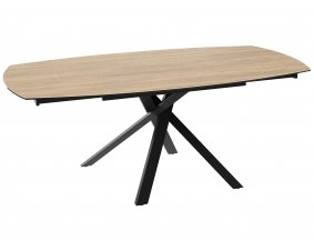 Table céramique avec allonges effet bois chêne clair KHEOPS