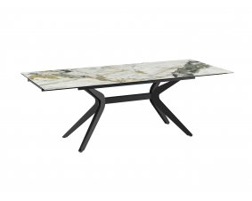 Table céramique brillante marbrée blanche extensible IMPULSION
