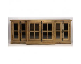 Buffet industriel en bois massif avec portes vitrées 200cm PARYLAN