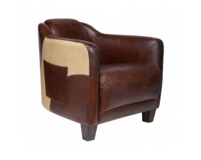 Fauteuil cigare cuir marron avec poche HORSE