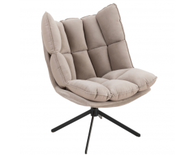 Fauteuil pivotant réversible velours et simili cuir gris clair JEY