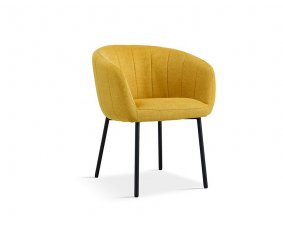 Lot de 2 chaises fauteuils design matelassée tissu jaune GIA