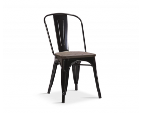 Lot de 2 chaises industrielles métal noir et bois HIPSTER