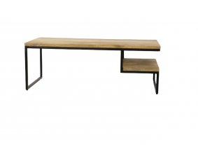 Table basse industrielle rectangulaire en bois et métal ALICE