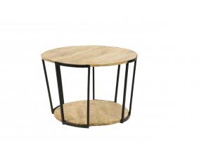 Table basse ronde industrielle bois et métal 70cm MIRAGE