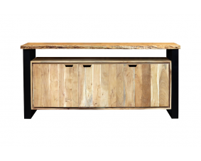 Buffet industriel bois massif d'acacia effet tronc 180cm LOUANE 