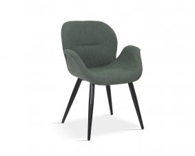 Lot de 2 chaises fauteuils tissu vert moderne LEY