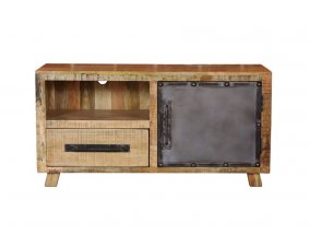 Meuble TV industriel bois massif et métal 120cm LINCOLN