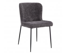Lot de 2 chaises modernes en tissu teddy gris ELIN