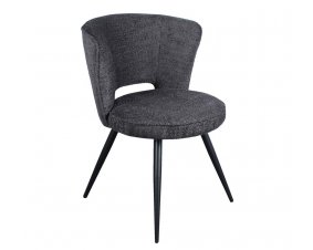 Lot de 2 chaises modernes tissu bouclé gris et pieds métal noir FREJA