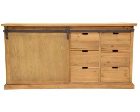 Buffet bois massif industriel porte coulissante DAKOTA