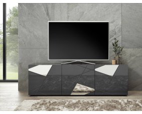 Meuble TV design gris anthracite avec miroirs 180cm MILANO