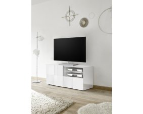 Meuble TV blanc laqué design LAZIO