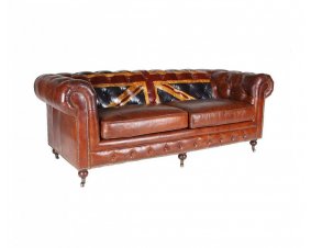 Canapé Chesterfield cuir marron SEBASTIEN