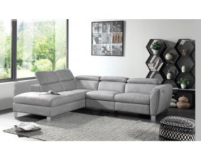 Canapé d'angle relax gris clair moderne ROMY
