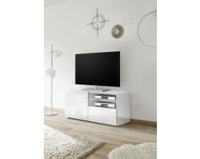 Meuble TV blanc laqué avec motifs design VINTIMILLE