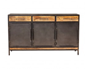 Buffet métal et bois industriel 3 tiroirs 160cm KYNA 