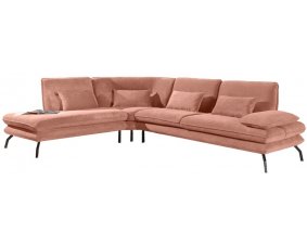 Canapé d'angle en tissu rose CALISTA
