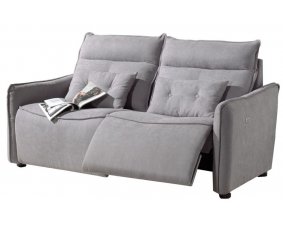Canapé relax électrique 2 places en tissu gris moderne PABLO