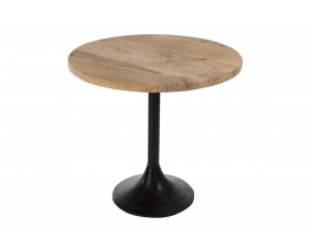 Table de bar ronde industrielle bois et métal JULIA