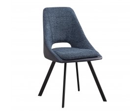 Lot de 2 chaises modernes en tissu teddy bleu et simili cuir SOHO