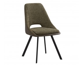 Lot de 2 chaises modernes en tissu teddy vert et simili cuir SOHO