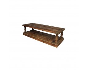 Table basse bois massif avec colonne ORNELLA