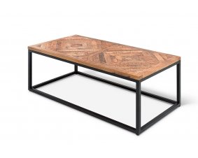 Table basse motif chevron en bois massif et métal MANHAY