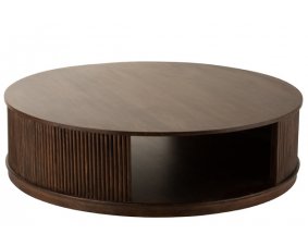 Table basse ronde bois massif moderne marron 120cm RAYAN