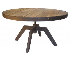 Table basse ronde industrielle bois et métal réglable JERSEY