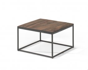 Table de salon carrée en bois massif et métal noir JANE