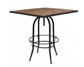 Table de bar carrée industrielle bois et métal 90cm KARLA