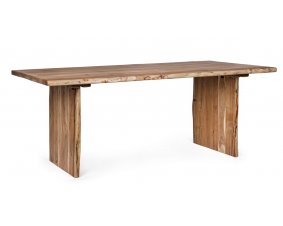 Table à manger bois massif scandinave effet tronc d'arbre TRADBORJ