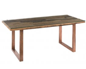 Table à manger industrielle en bois et verre CUPPER