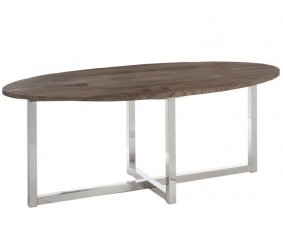 Table à manger ovale bois et inox 200 cm ROVANA