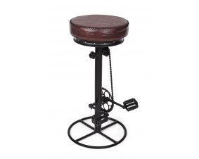 Tabouret vélo style industriel cuir et métal noir CYCLO