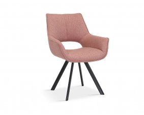 Lot de 2 chaises fauteuils moderne tissu rose AURORE