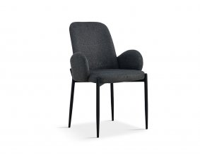 Chaise fauteuil moderne en tissu VALENTINE-Anthracite