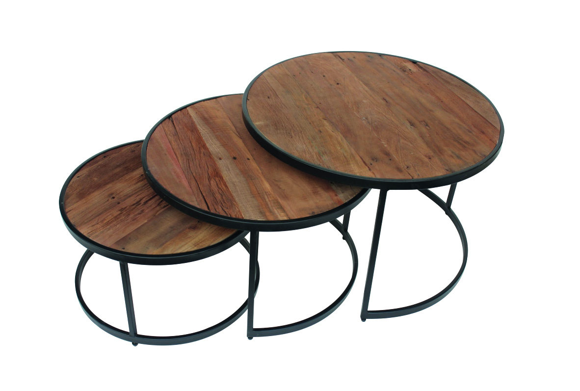 Table Basse Industrielle Gigogne Bois Et Metal Jersey 2520