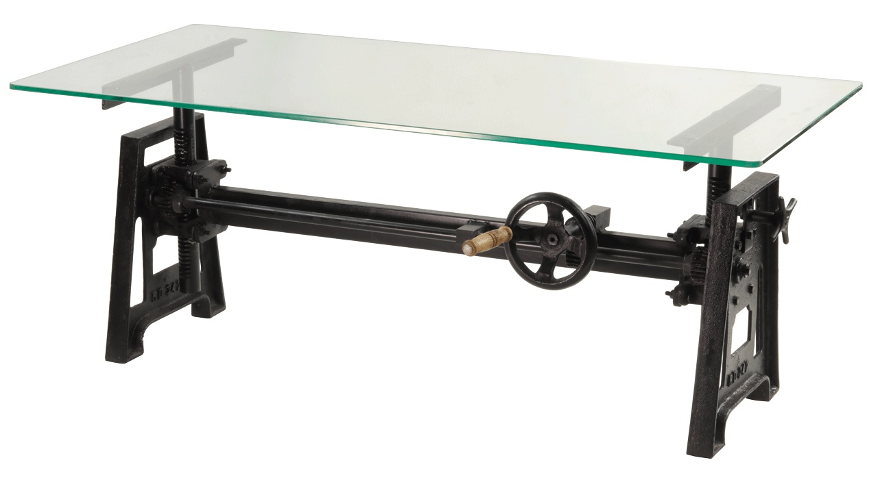 Table Basse Relevable Metal Et Verre Industrielle Jefferson 2519